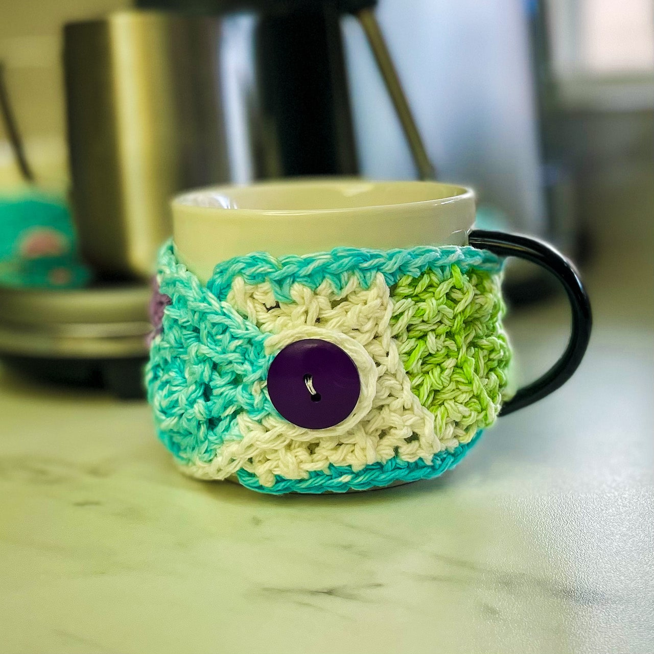 Free Easy Peasy Crochet Cup Cozy Pattern A Quick Yarn Stash Busting