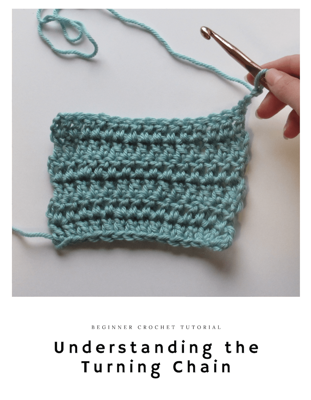 How to Crochet a Turning Chain - multiple chain stitches at the end of a crochet row