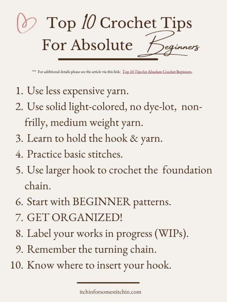 printable checklist of 10 Best Crochet Tips for Beginners