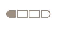 One taupe bar displaying white center to denote a crochet difficulty level of one - beginner