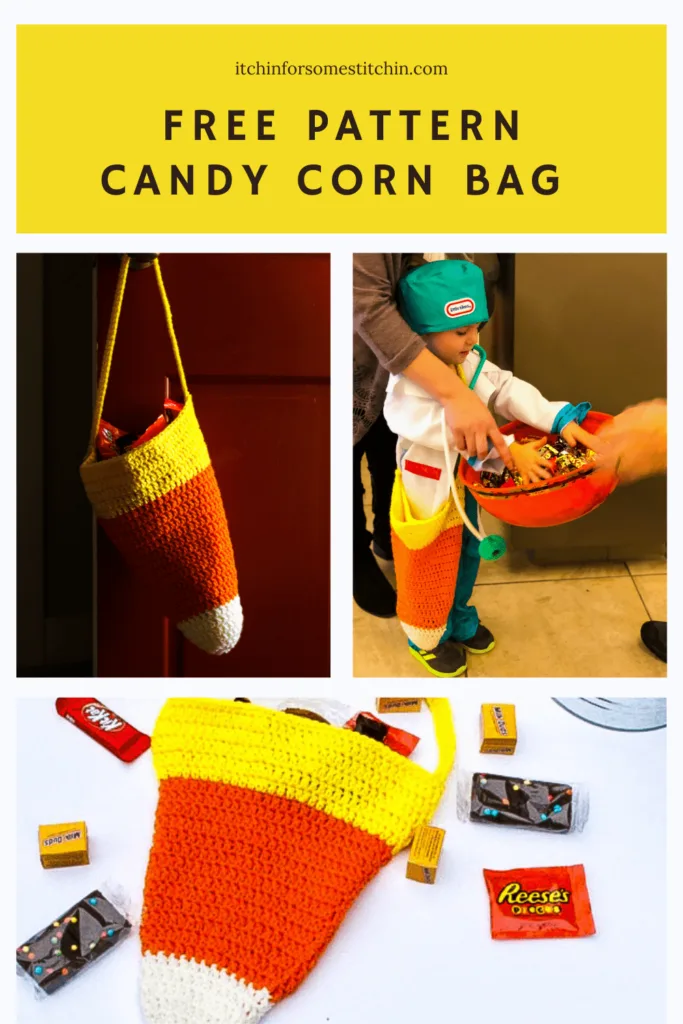 Crochet Halloween Candy Corn Bag Pattern Pin 2
