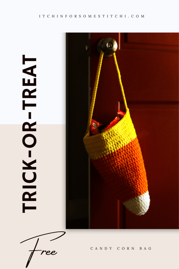 Crochet Halloween Candy Corn Bag Pattern Pin 3