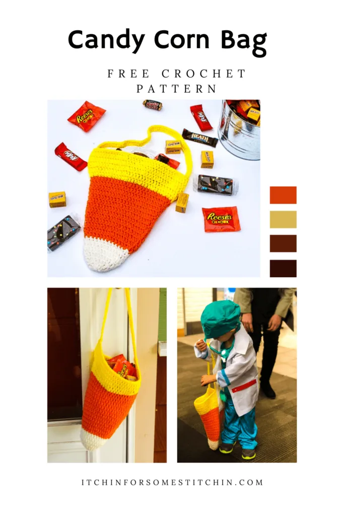 Crochet Halloween Candy Corn Bag Pattern Pin 4