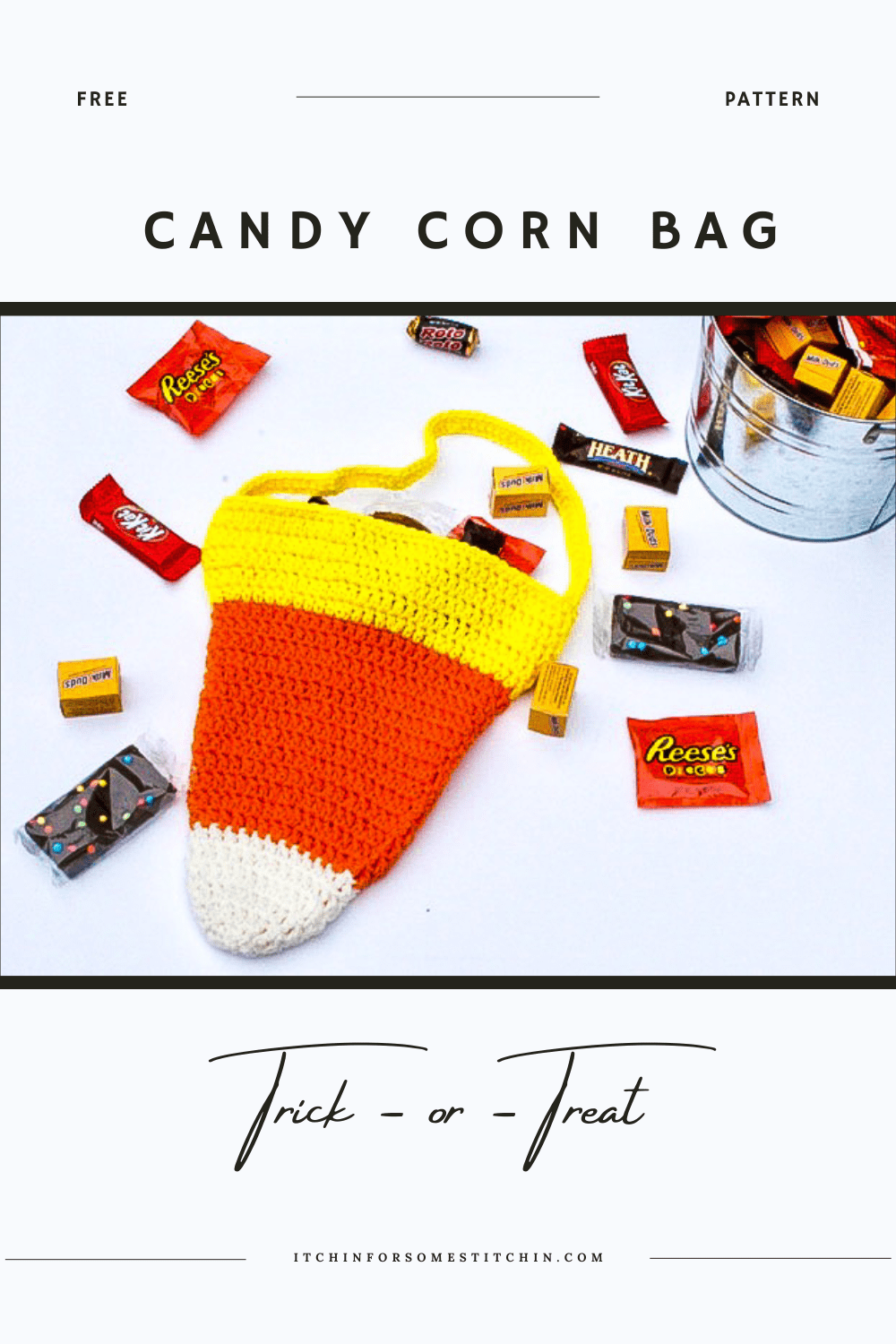 Free Crochet Pattern: Candy Corn Trick-or-Treat Bag for Halloween Fun