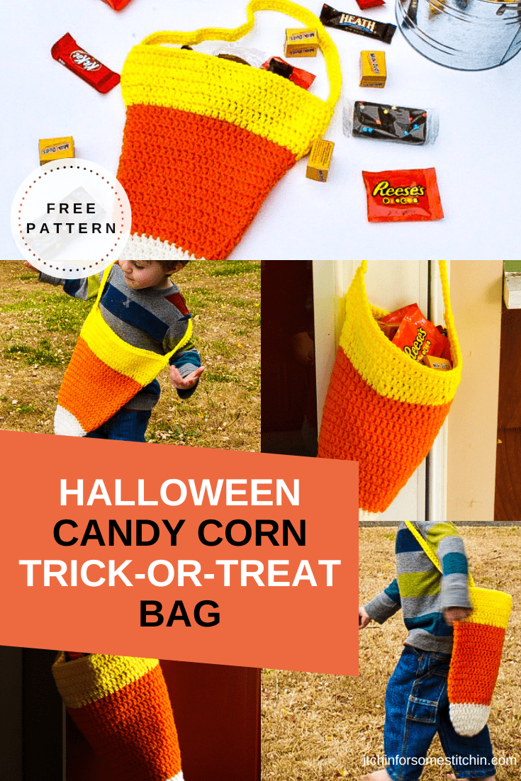 Free Crochet Pattern: Candy Corn Trick-or-Treat Bag for Halloween Fun