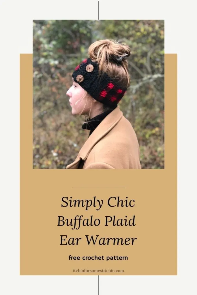 Simply Chic Buffalo Plaid Crochet Ear Warmer Pinterest Pin 1