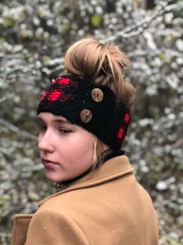 Simply Chic Buffalo Plaid Crochet Ear Warmer