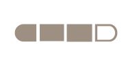 Four taupe bars with displaying white centers to denote a crochet difficulty level of three - intermediate