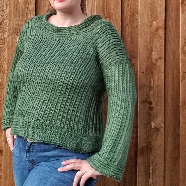 Free Crochet Pattern Cinnamon Spiced Ribbed Sweater KnitLook Elegance