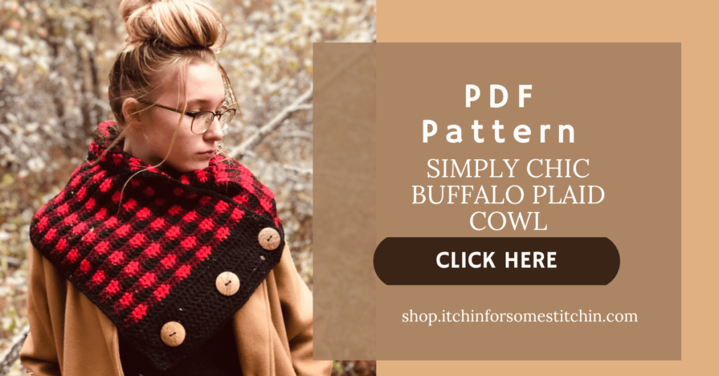Simply Chic Buffalo Plaid Crochet Cowl Shop Button