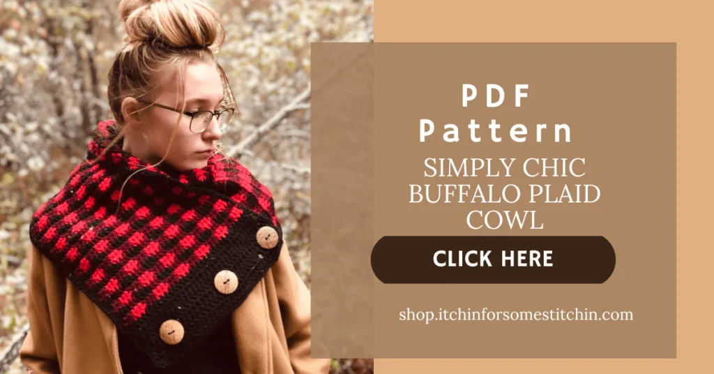 Simply Chic Buffalo Plaid Crochet Cowl Shop Button