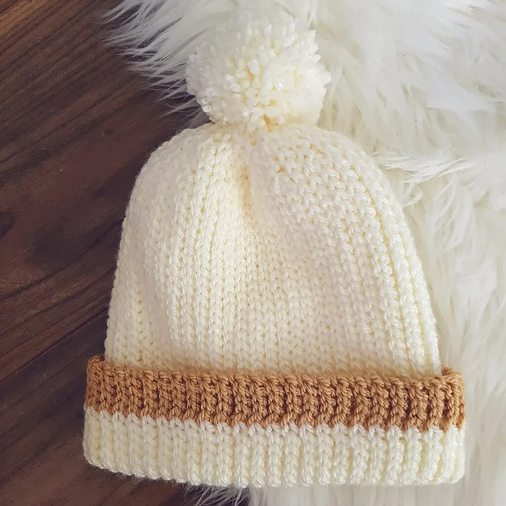 knit-look crochet hat