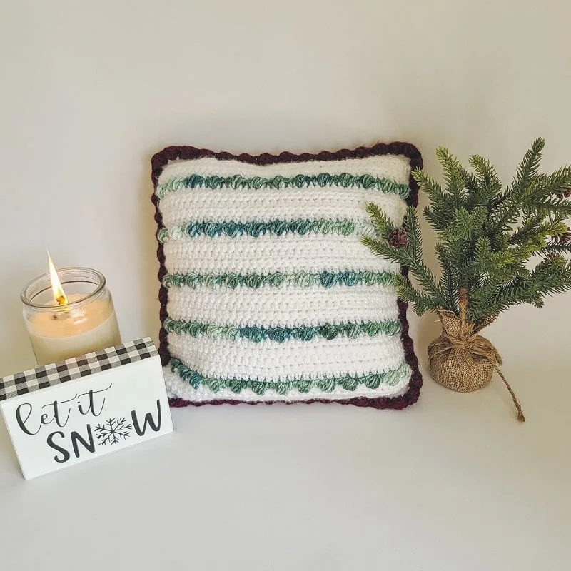 crochet Christmas bobble pillow