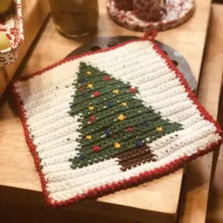 Tapestry Crochet Christmas Tree Square Potholder Pattern