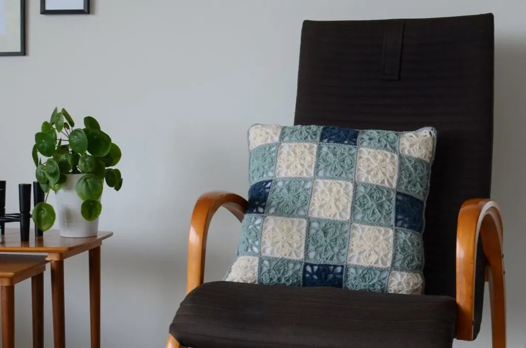 crochet clover leaf  granny square pillow