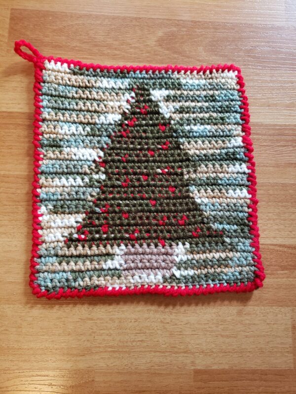 Free Crochet Pattern: Tapestry Crochet Christmas Tree Potholder ...