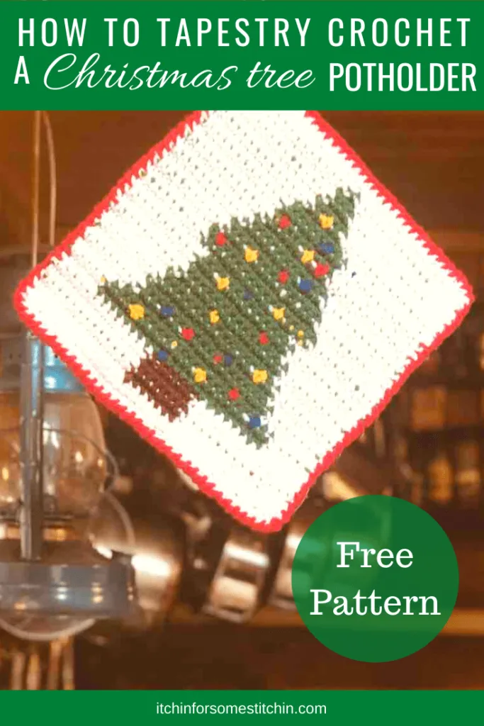 crochet Christmas tree potholder 