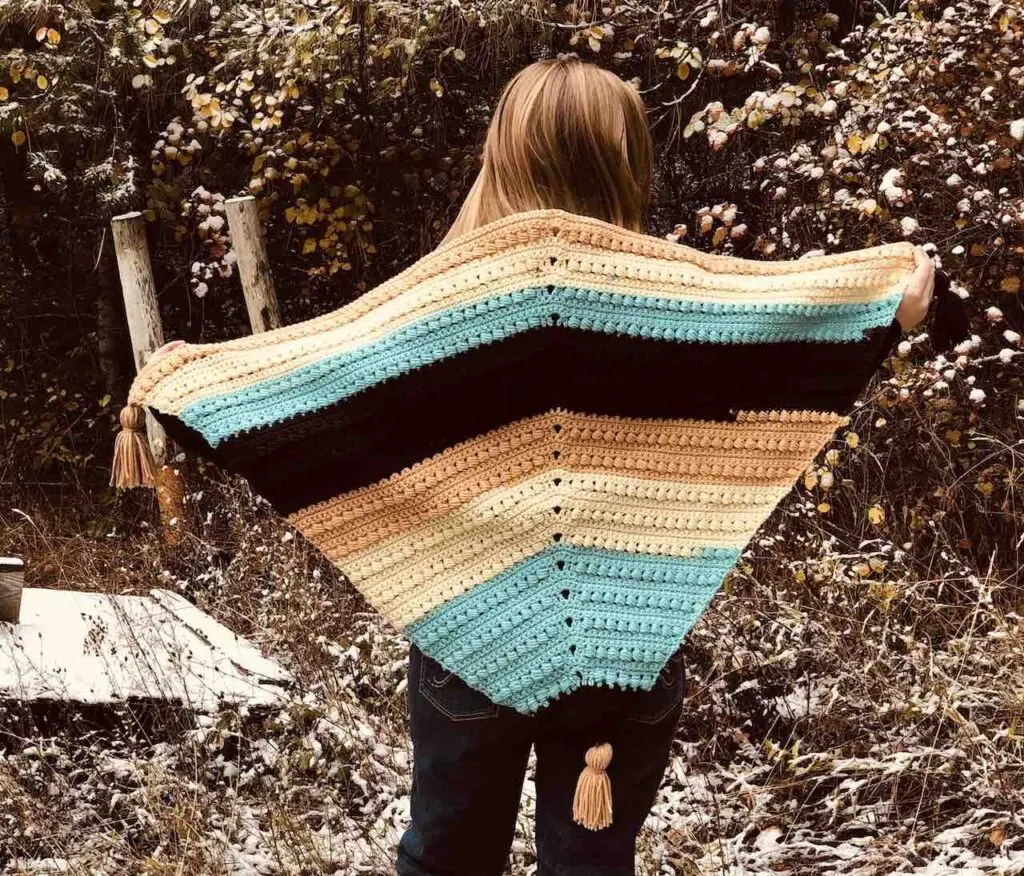 Winter Wonderland Crochet Bead Stitch Triangle Shawl