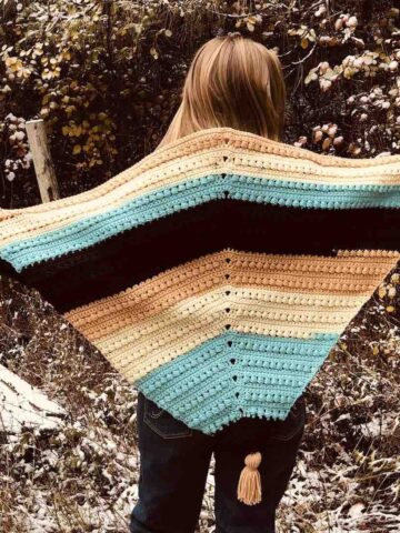 Winter Wonderland Crochet Bead Stitch Triangle Shawl