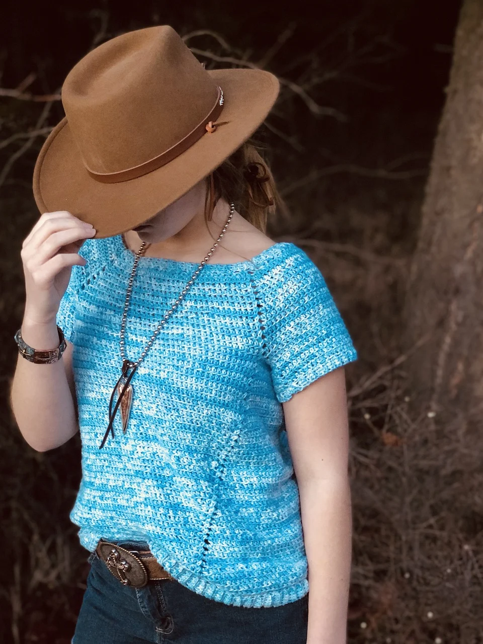 Penelope Raglan Crochet Tee