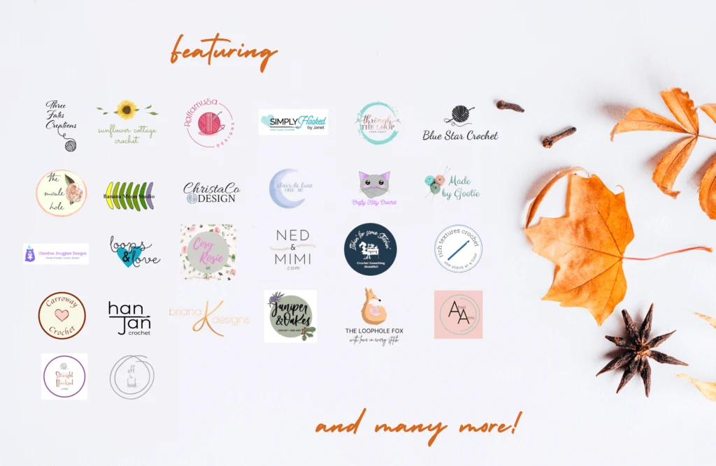 Logos of all the crochet designers who are involved in the blog hop