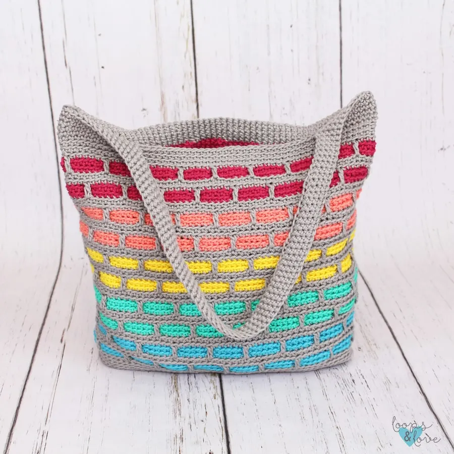 The Mosaic Bricks Crochet Tote Bag by Loops and love Crochet