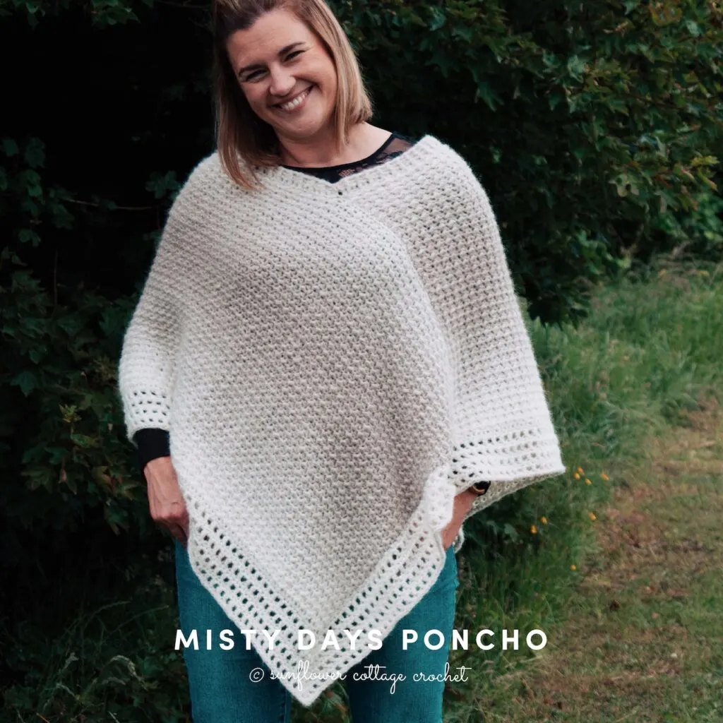 The Misty Days Crochet Poncho by Sunflower Cottage Crochet