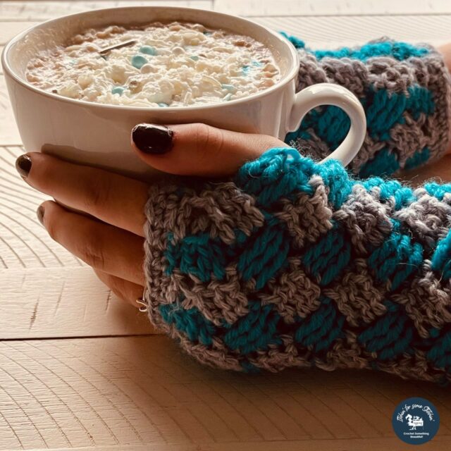 Crochet Tri Alpine Fingerless Mittens 