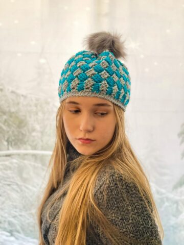 Winter Waves Crochet Basketweave Beanie