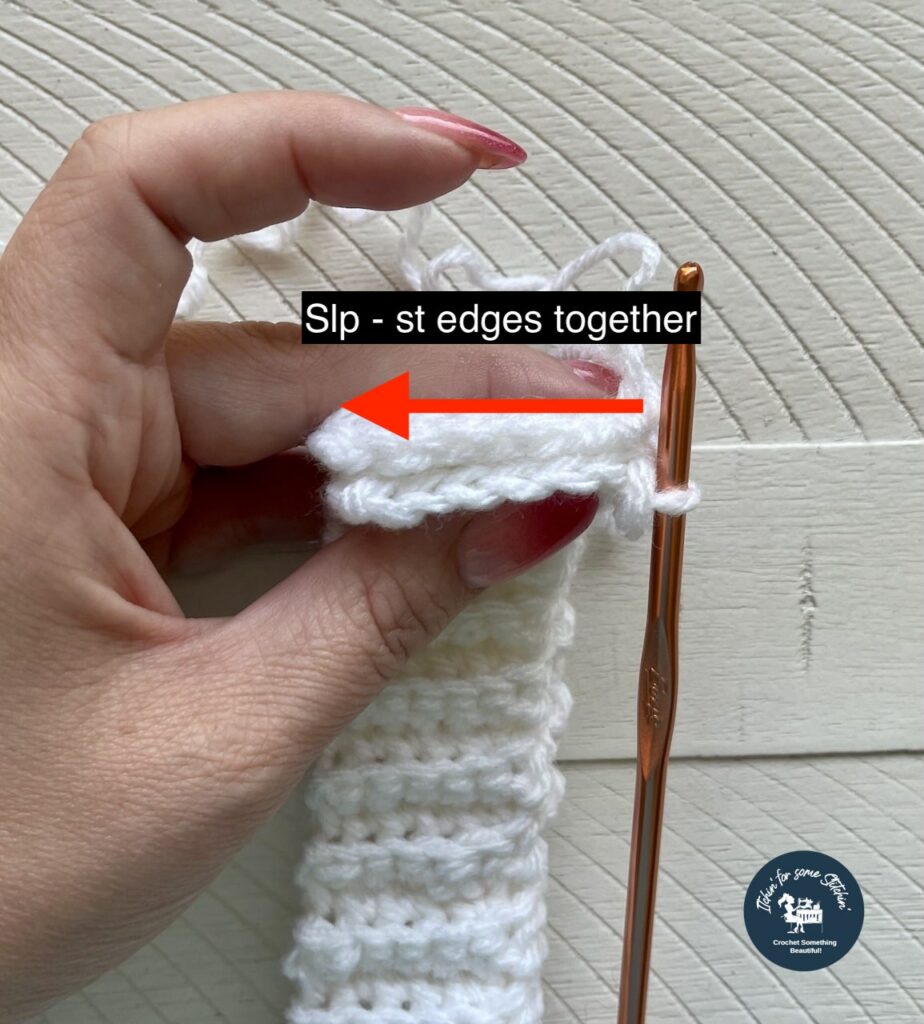 Crochet Heart Beanie - making the brim step 1