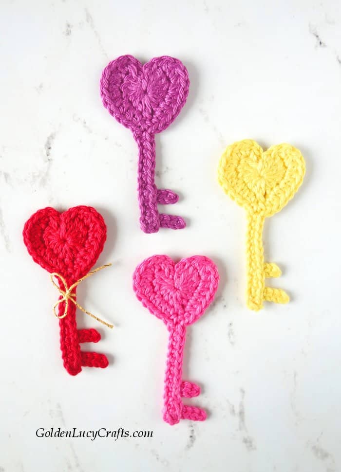 Key to My Heart Crochet Applique By Golden Lucy Craft