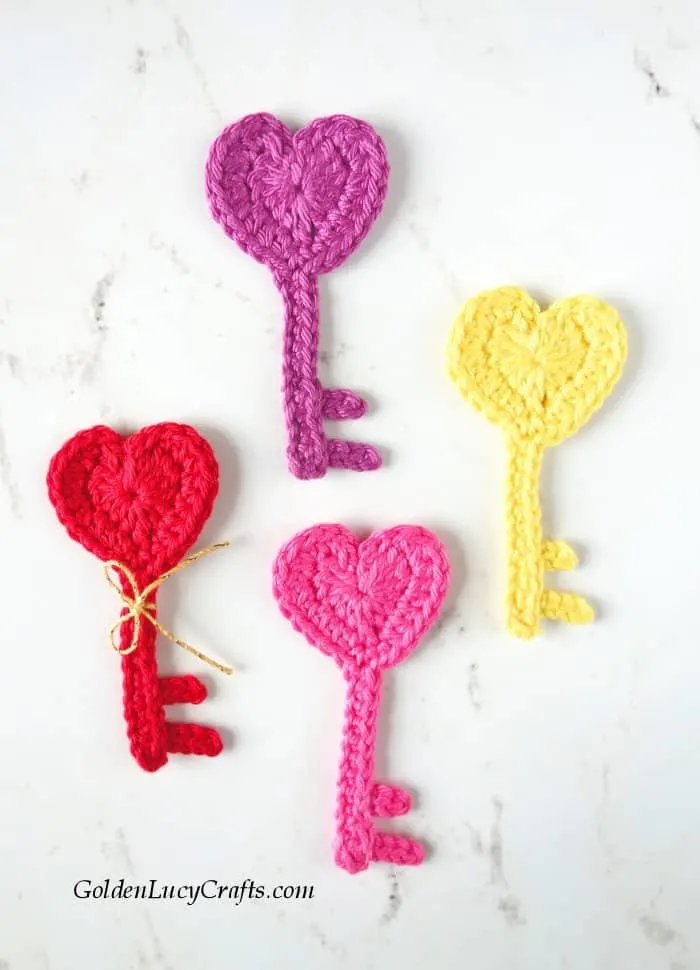 Key to My Heart Crochet Applique By Golden Lucy Craft