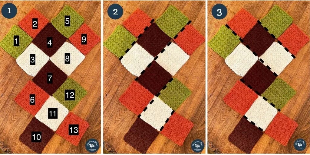 Crochet Handbag Assembly Images 1-3