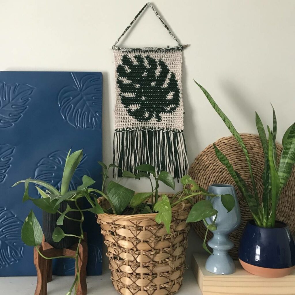Monstera Leaf Crochet Wall Hanging by Juniper and Oakes