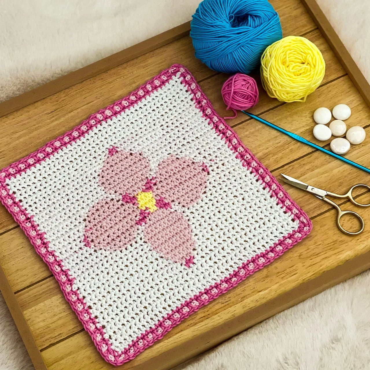 Pretty N’ Pink Tapestry Crochet Flower