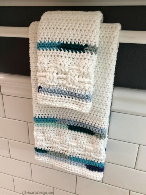 Seaglass Crochet Towel and Crochet Washcloth by Christa Co Design