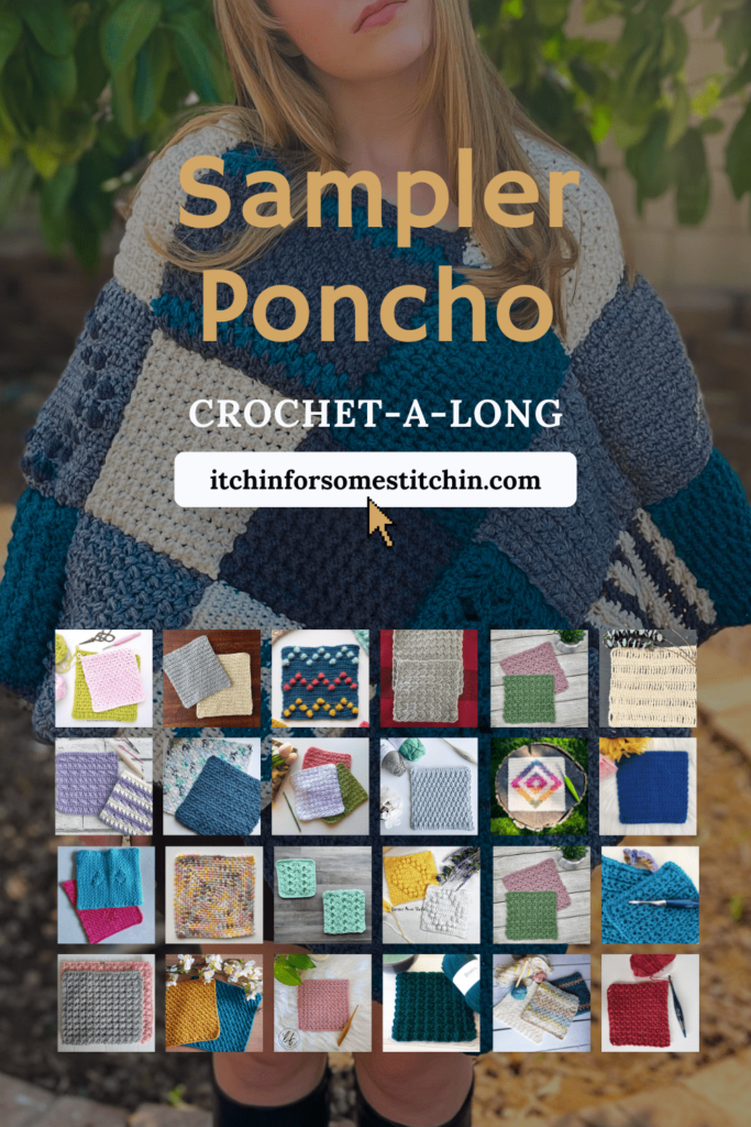 Sampler Poncho Crochet-a-long Pinterest Pin