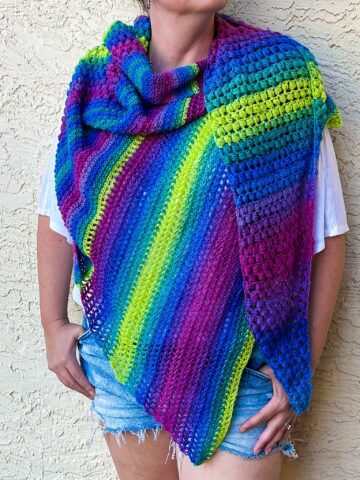 Rainbow Gala Asymmetrical Crochet Shawl Pattern by Itchin' for some Stitchin'