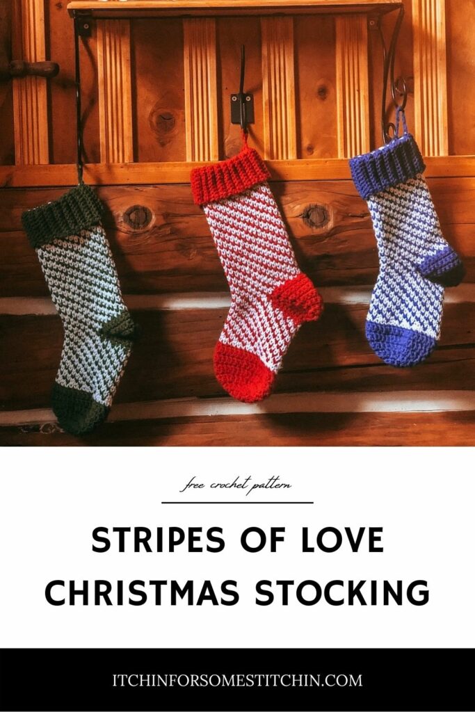 Stripes of Love Crochet Christmas Stocking Free Pattern