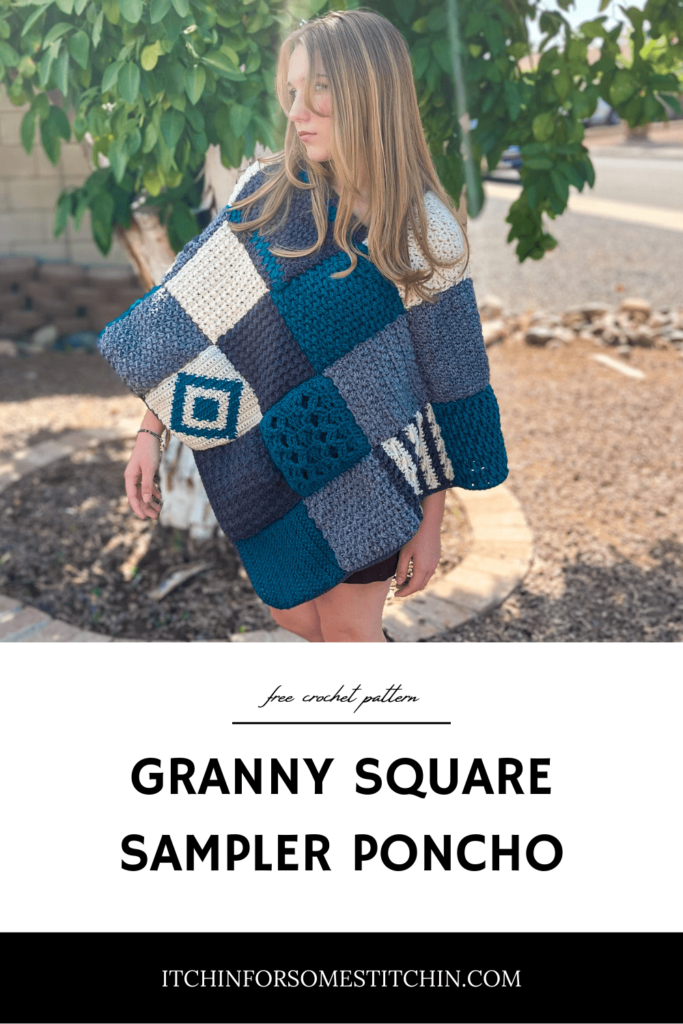 Crochet Granny Square Sampler Poncho Pattern