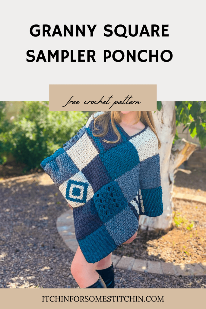 Crochet Granny Square Sampler Poncho_pin 1