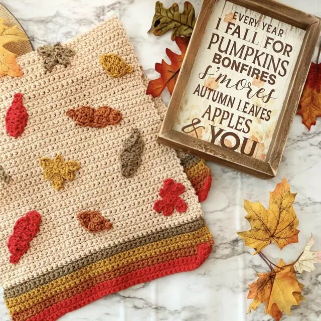 Autumn Leaves Crochet Dish Towel Pattern