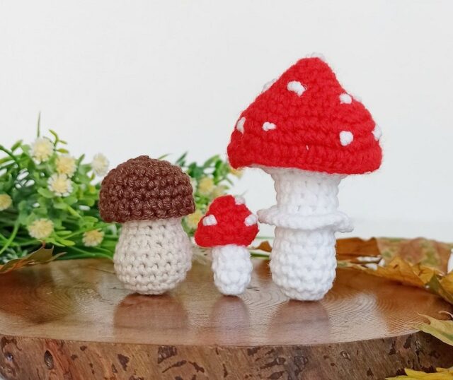 Crochet Amigumuri Mushrooms