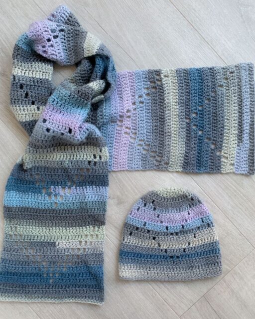 This Way Up Crochet Hat and Scarf Set