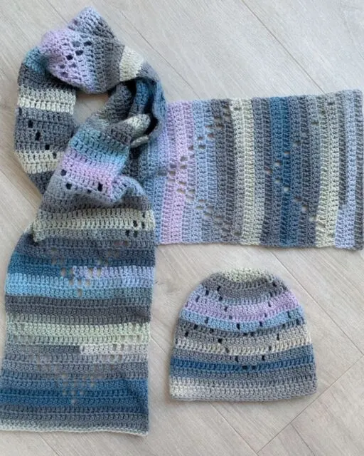 This Way Up Crochet Hat and Scarf Set
