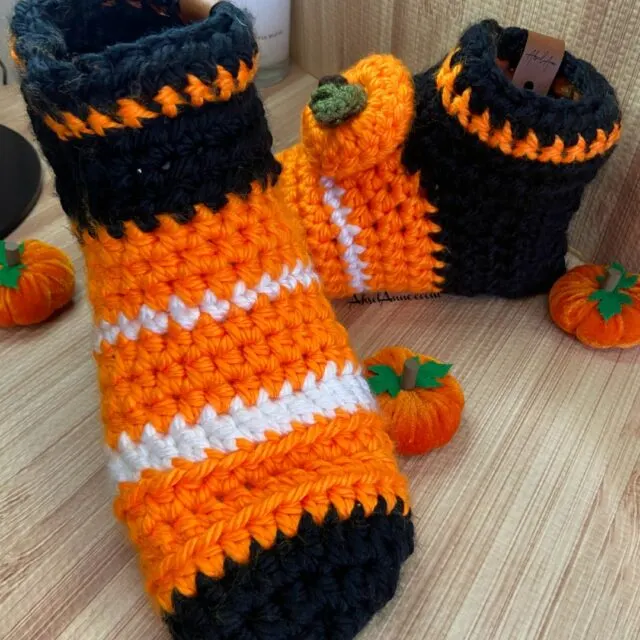 pumpkin crochet socks