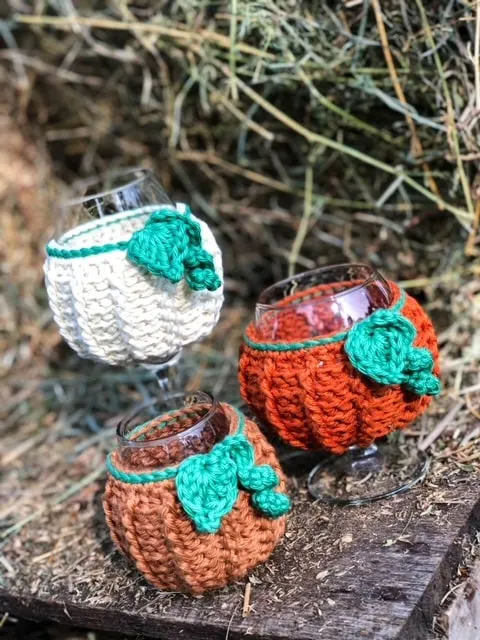 Cactus Pumpkin Wine Glass Cozy