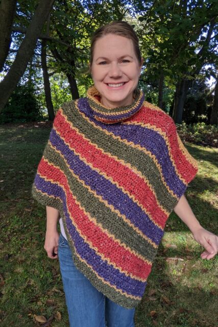 Striking Stripes Crochet Poncho by The Mother Lode
