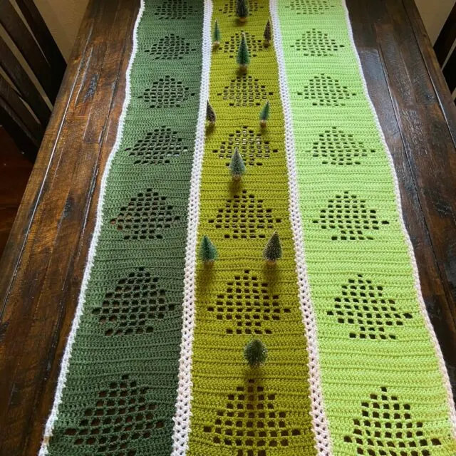 Winter Pine Crochet Table Runner by Jo's Crafty Hook