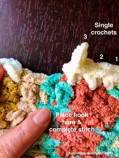 Crochet Spike Stitch Edging in progress